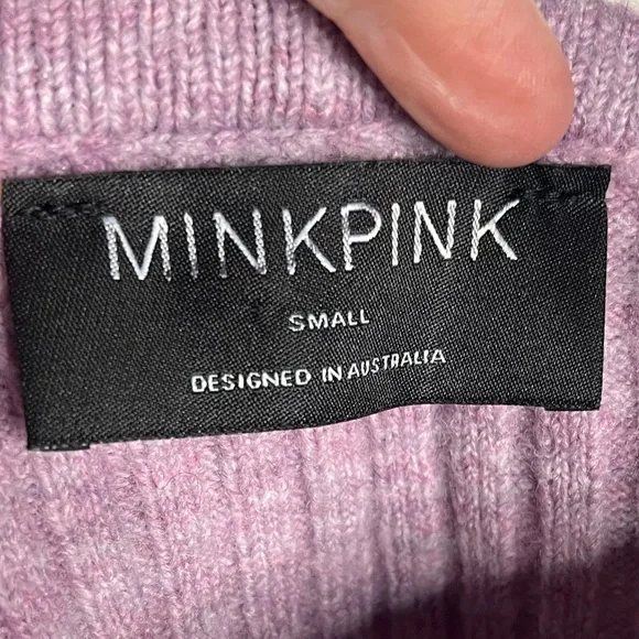 Minkpink Lilac Saeeda Square Neck Knit pink lavender puff sleeve size small - Picture 5 of 7